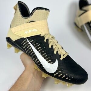 Nike Alpha Menace Pro 2 Mid Gold Black Football Cleats Size 9.5